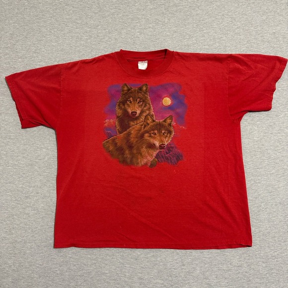 Jerzees Other - Jerzees Red Wolf Graphic T-Shirt Nature Wildlife Vintage Mens Size XL